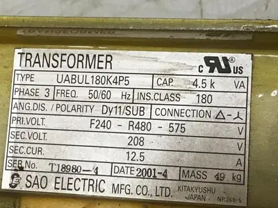 USED SAO ELECTRIC UABUL180K4P5