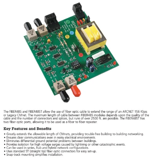 Automated Logic FIBER485 FBR485 Fiber Optic Network Interface, ARCNET 156 Kbps [Refurbished]