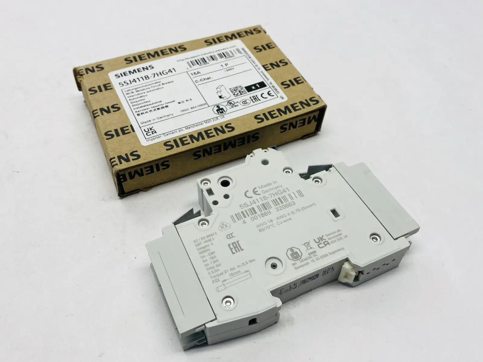 5SJ4118-7HG41 | Siemens  Miniature Circuit Breaker 1-Pole 15A 240V - New Other