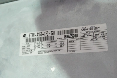 NEW NOR-LAKE / SPANDEX WALK IN REFRIGERATOR CONDENSOR UNIT MEDIUM TEMP 3HP BTU’S:18,300 MODEL FTAH-A150-TFC-020 REFRIGERANT R134A, RATED FOR OUTDOOR