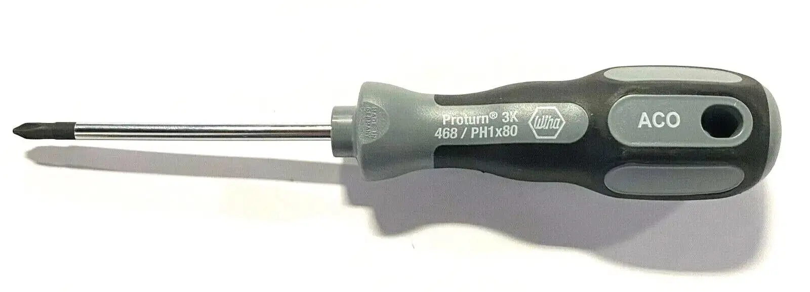 Wiha PH1 x 80mm Phillips Screwdriver 3K ACO Ergonomic 7.3" Overall 46803
