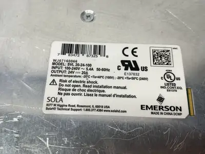 SVL 20-24-100 | Emerson SOLA  Power Supply - Used