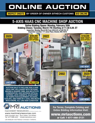 5-AXIS HAAS CNC MACHINE SHOP AUCTION – By Order Of Owner Sithech Customs