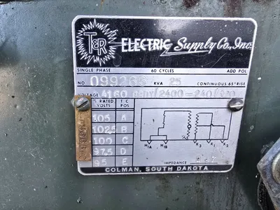 25 KVA Single Phase T&R Pad Mount Transformer 4160 GY 2400 to 240 120 IMP 1.7