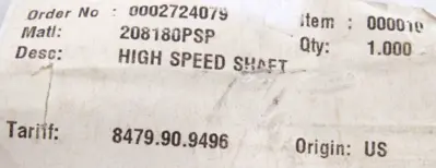 NEW FLOWSERVE 208180PSP HIGH SPEED PUMP SHAFT 0002724079