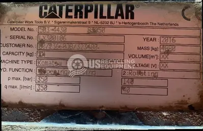 Used CATERPILLAR R503-4430 83050 SHEAR Scrap Shears Quebec CA | US Recycling Equipment #1561721