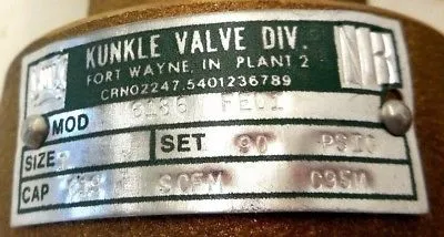 NEW KUNKLE 6186-FE01 RELIEF VALVE 6186FE01