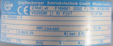 NEW ABM 4DB56A-4 MOTOR 230/460V