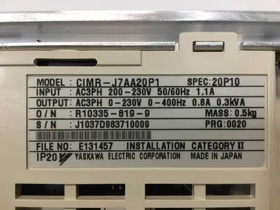 Used YASKAWA CIMR-J7AA20P1 Variable Speed Drives Michigan US | Ideal Machinery #1317000
