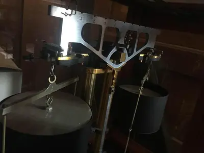 0130-385 Christian Becker Inc Wood & Glass Case Balance Beam Scale