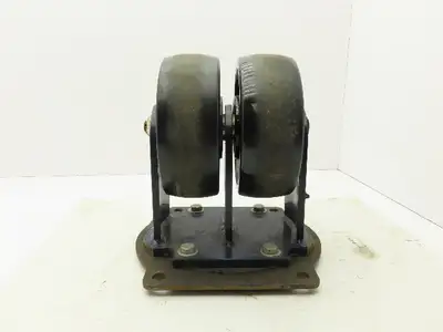 RWM Kingpinless 2-95 Swivel Plate 8"x3" Dual Caster Wheel Solid Urethane 5000Lb