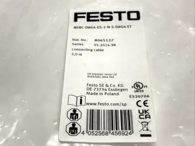 New | in-Stock Festo Connecting Cable M/M M8 4-Pin 2m 8065127 Cable & Wire Michigan US | Maverick Industrial Sales #1391266