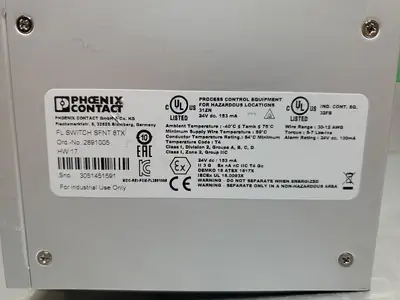 Used Phoenix Contact FL Switch SFNT 8TX Ethernet Switch, 2891005, 24VDC Network Switches South Carolina US | Palmetto Automation #1507515