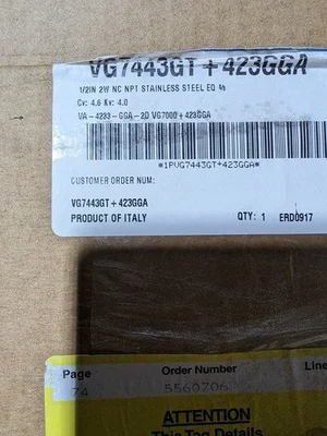 JOHNSON CONTROLS VG7443GT+423GGA / VG7443GT423GGA New, Open Box!