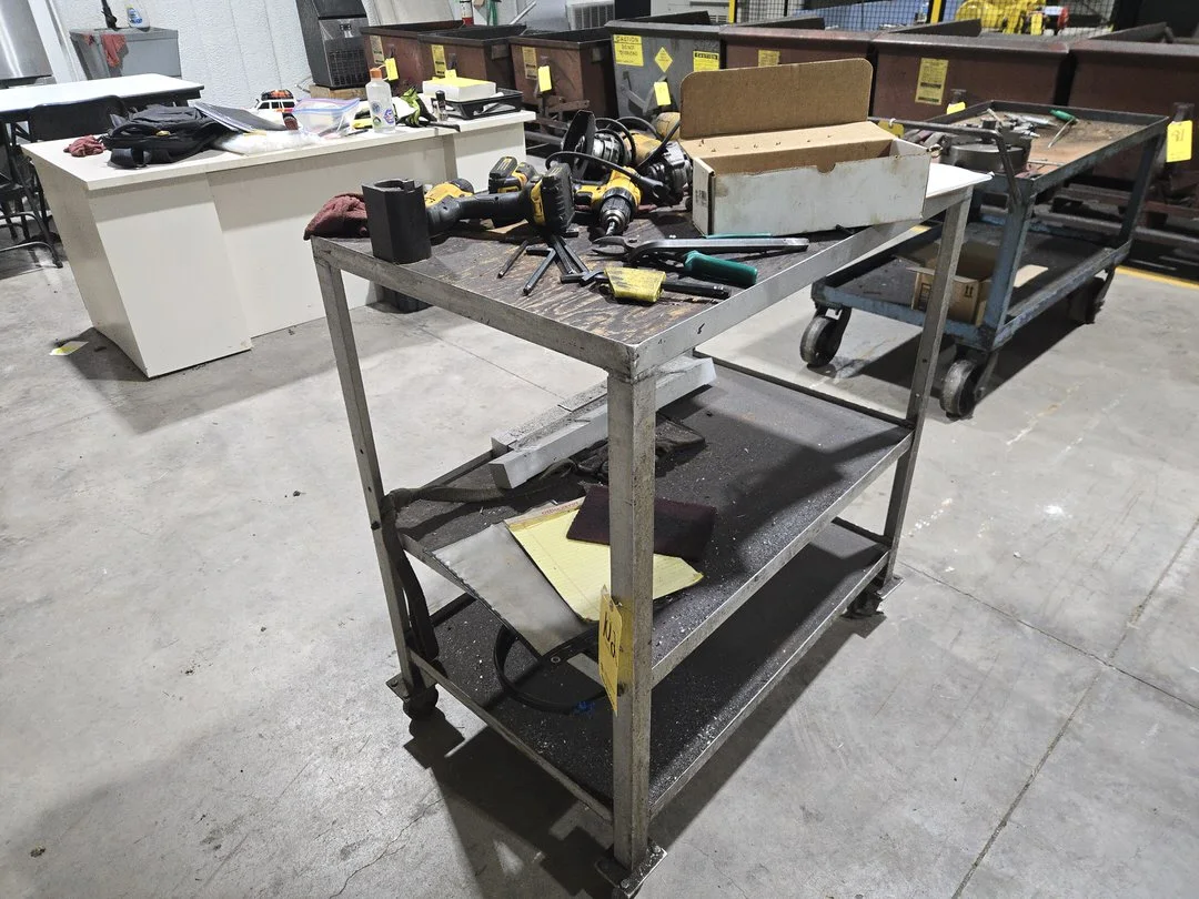 Metal Rolling Cart and Contents; Power Tools