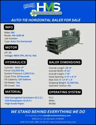 Used IBC NA-1285-M Balers Indiana US | Hoosier Machinery Solutions #1540817