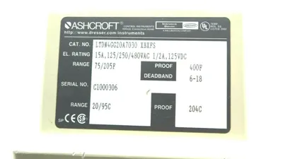 NEW ASHCROFT LTDN4GG20A7030-XBXFS TEMPERATURE SWITCH 390C13414 LTDN4GG20A7030XBX