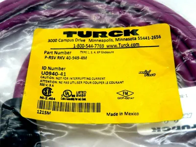 NEW TURCK P-RSV RKV 40-949-4M MINIFAST MOLDED CORDSET U0940-41 PRSVRKV409494M