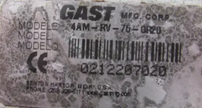 USED GAST 4AM-RV-75-GR20 PNEUMATIC MOTOR 4AMRV75GR20