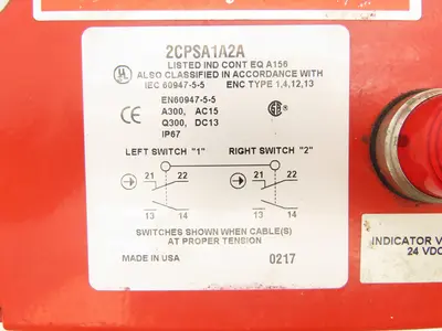 Honeywell 2CPSA1A2A Cable Pull Safety Switch 250V