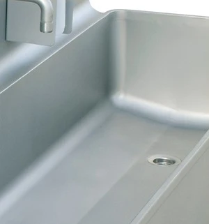 Roser Model 1388 Floor Mounted Knee Operated 6 Station Washbasin with 3 Soap Dispensers
