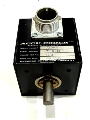NEW ACCU-CODER 716-S INCREMENTAL SHAFT ENCODER 12VDC 100 CYCLES PER REV 716S