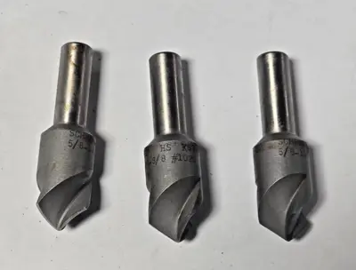 Schrillo 5/8" High Speed Steel Countersink 100 Degree 3/8 #1020 USA Lot of 3