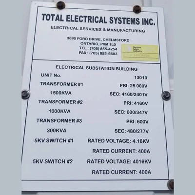 Total Electrical Systems Inc. 4160/600 Volt Substation