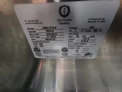 Used Southern CaseArts Used Southern CaseArts Stainless 6' Open Face Refrigerated Prep Table 120V Food Prep Tables Illinois US | Falcon Restaurant Supply #1376580