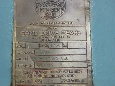 Cone Drive Gears Gear Reducer 500:1 Double Reduction 5Hp 3.5 RPM LH Gearbox