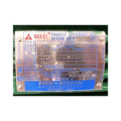 20HP TECO Westinghouse Severe Duty TEFC motor, 256T frame [1765 RPM] Unused!