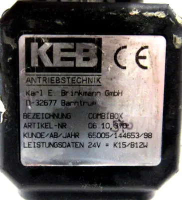 USED KEB 06.10.370 CLUTCH BRAKE UNIT 0610370