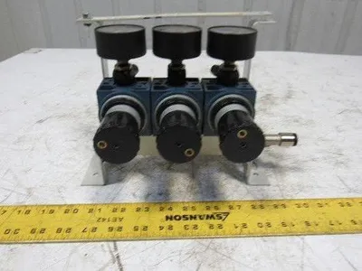 Rexroth Mecman 5350221010 6 Bar Air Pressure Regulator 3 Way Manifold Assembly
