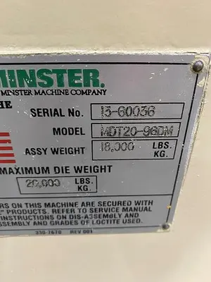 USED MINSTER MDT20-96M