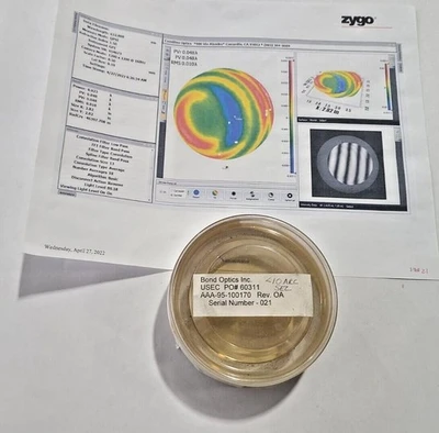 3" Optical Flat Accuracy 0.048 Wave Very Nice Bond Optics