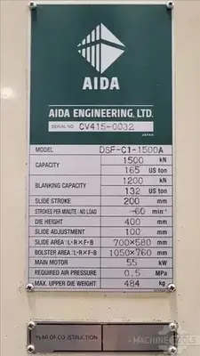Used 2021 AIDA DSF-C1-1500A Gap Frame (OBS) Presses Illinois US | Perfection Global, LLC. #1125143