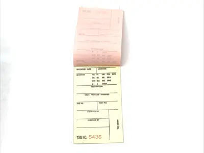 USED ULINE 3-PART INVENTORY TAGS ADHESIVE #5000-#5499 BOX OF 243 TAGS