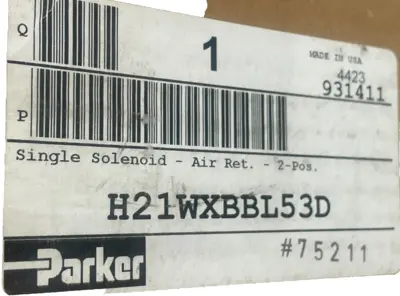NEW PARKER H21WXBBL53D SINGLE SOLENOID VALVE