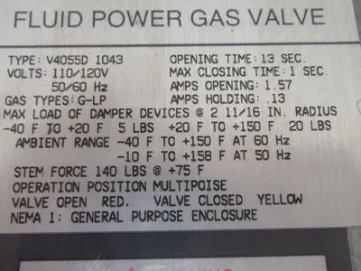 Honeywell V4O55D 1043 V50555B On-Off Fluid Power 2"NPT Gas Valve Actuator
