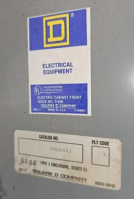 USED SQUARE D MHC68VS