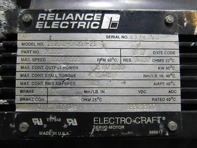Reliance Electric 1326AB-B420H-21 Servo Motor 5000/6000RPM 1.74/2.08kW Used