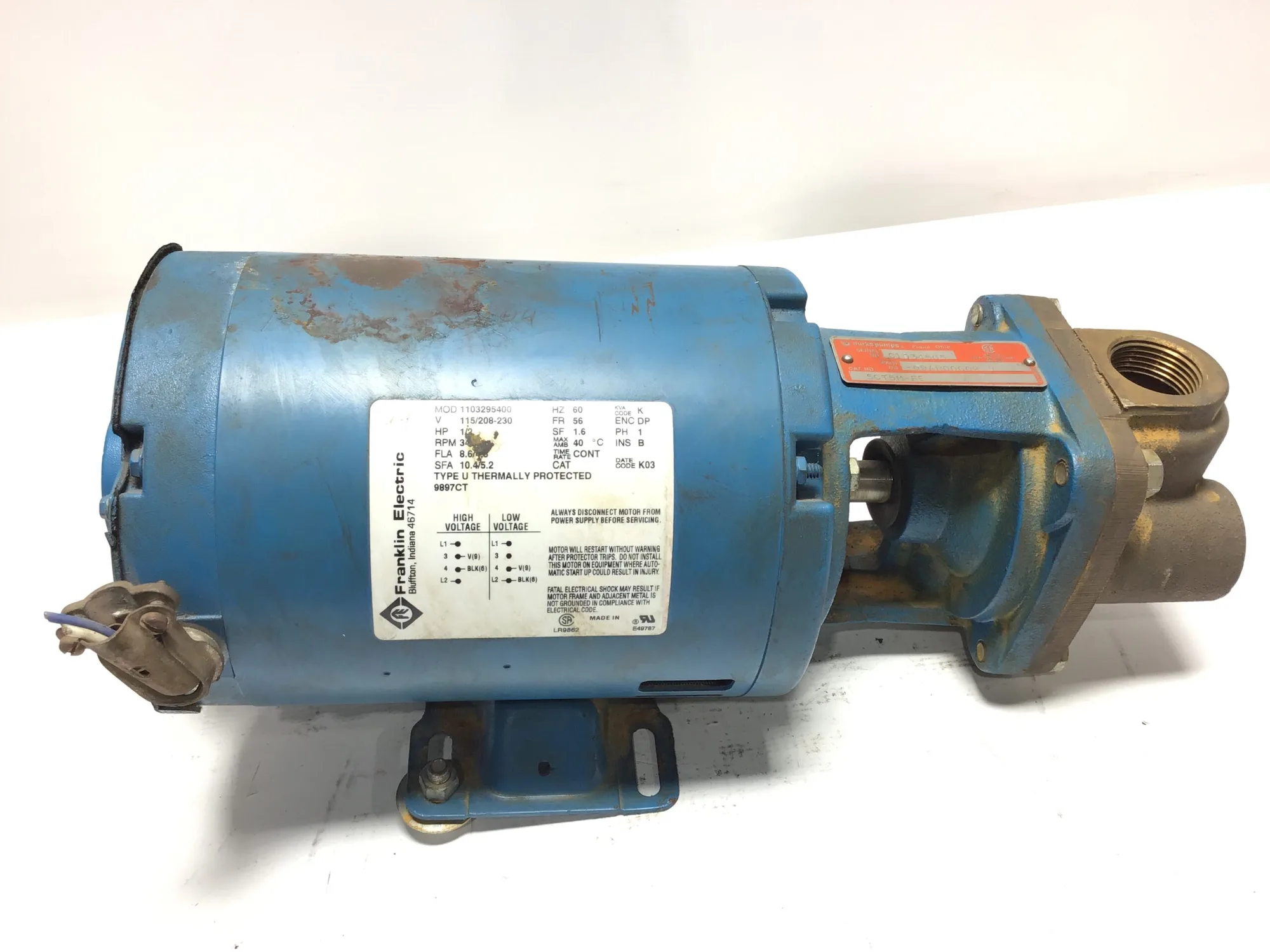 Franklin Electric 11032954000 Turbine Pump 1PH 1/2HP