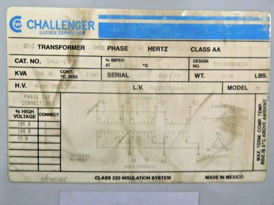Used Challenger 342-LP3T Transformers Ohio US | Equipment Recovery Corp. #1330659