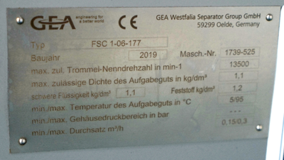 Westfalia FSC 1-06-177 Pathfinder biotech clarifier module, 316SS.