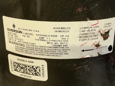 Used EMERSON K55HXBLH6098 Motors (misc) Ohio US | HGR 24 #1556793