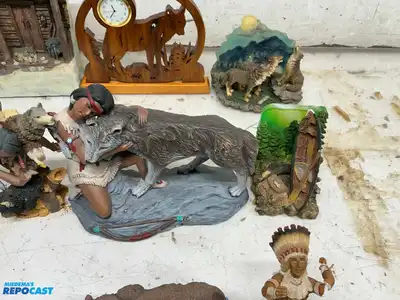 Lot of Native and Wildlife Decorations Including Porcelain Figurines and More
