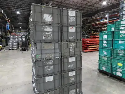 ORBIS Stakpak GRAY Stackable  Plastic Tote Container Bin 24x22x14" Lot of 24