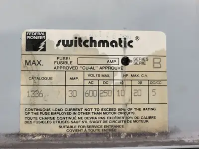 Used FEDERAL PIONEER 1336 Switchgears British Columbia CA | Lenmark #242151