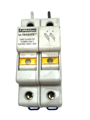 USED FERRAZ SHAWMUT FUSE HOLDER CLASS CC 30A 600V, 2-POLE DIN RAIL LOT OF 3