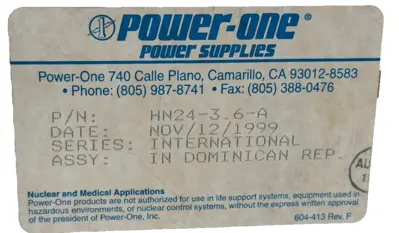 NEW POWER-ONE HN24-3.6-A POWER SUPPLY HN2436A